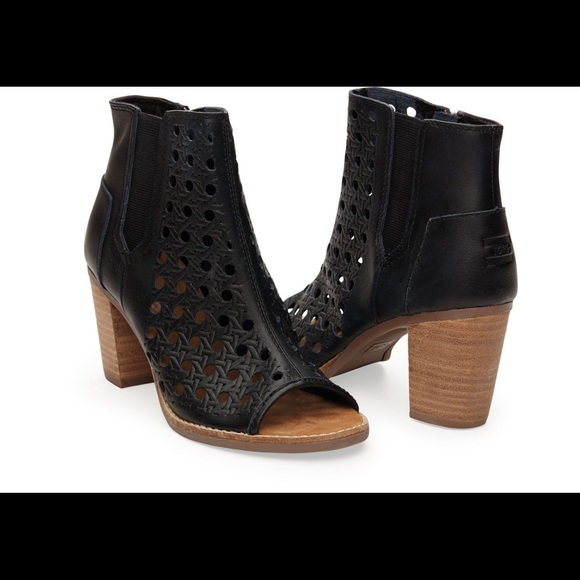 Toms Shoes - TOMS Majorca Woven Leather Peep Toe Booties